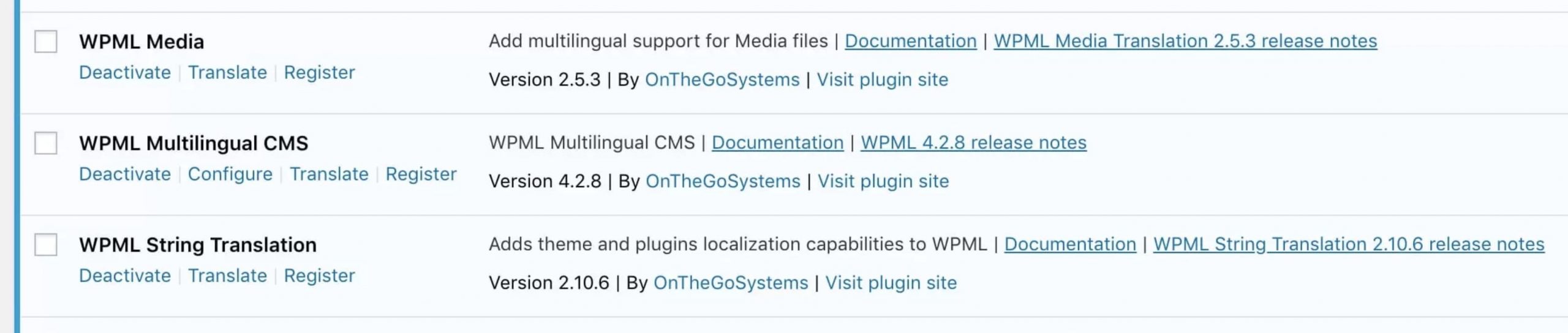 WPML Required Plugins